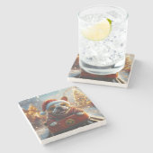 Bull Terrier Dog Christmas Steinuntersetzer (Seitenansicht)