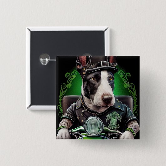 Bull Terrier Dog Fahrrad St. Patrick's Day Button (Vorne & Hinten)