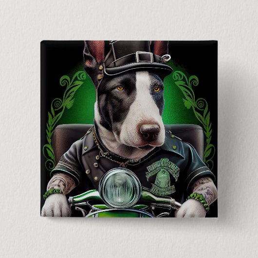 Bull Terrier Dog Fahrrad St. Patrick's Day Button (Vorderseite)