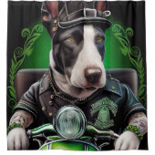 Bull Terrier Dog Fahrrad St. Patrick's Day Duschvorhang (Vorderseite)