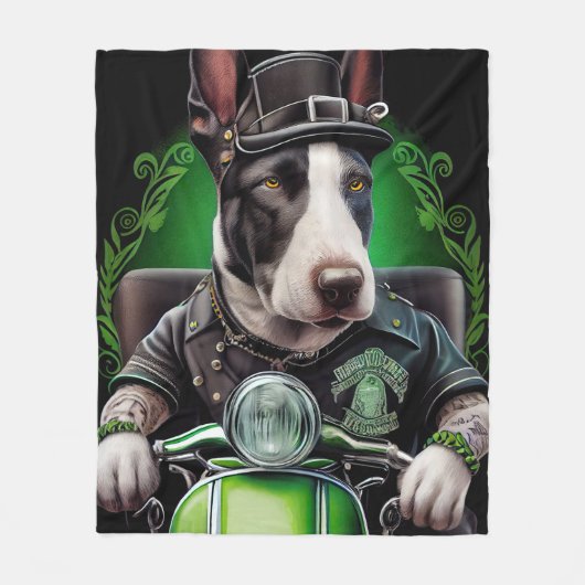 Bull Terrier Dog Fahrrad St. Patrick's Day Fleecedecke (Vorderseite)