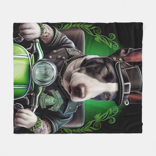 Bull Terrier Dog Fahrrad St. Patrick's Day Fleecedecke (Vorderseite (Horizontal))