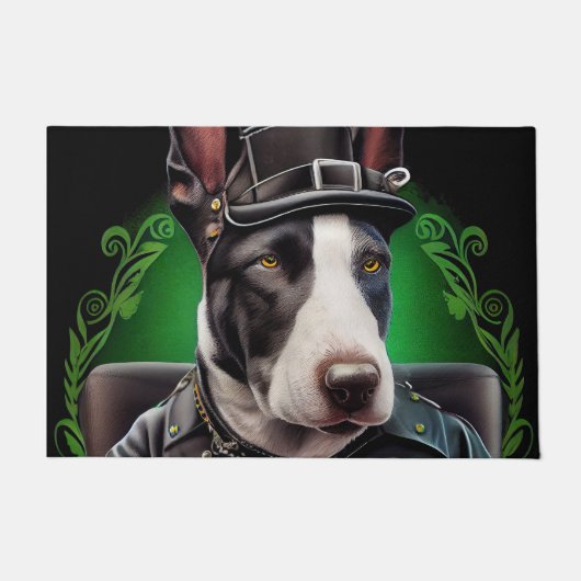 Bull Terrier Dog Fahrrad St. Patrick's Day Fußmatte (Vorderseite)