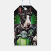 Bull Terrier Dog Fahrrad St. Patrick's Day Geschenkanhänger (Vorderseite)
