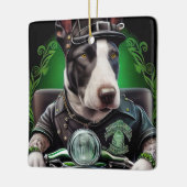 Bull Terrier Dog Fahrrad St. Patrick's Day Keramikornament (Links)