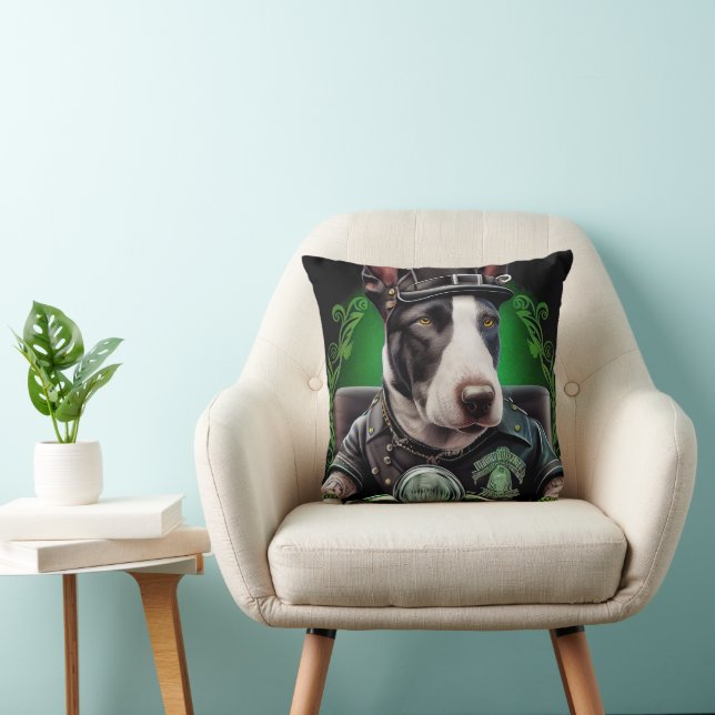 Bull Terrier Dog Fahrrad St. Patrick's Day Kissen (Stuhl )