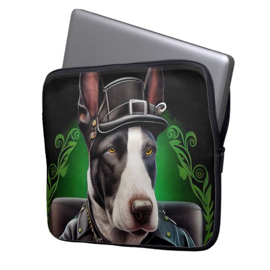 Bull Terrier Dog Fahrrad St. Patrick's Day Laptopschutzhülle (Vorderseite Links)