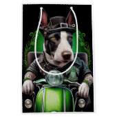 Bull Terrier Dog Fahrrad St. Patrick's Day Mittlere Geschenktüte (Vorderseite)
