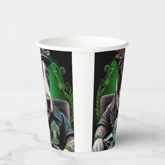 Bull Terrier Dog Fahrrad St. Patrick's Day Pappbecher (Rechts)