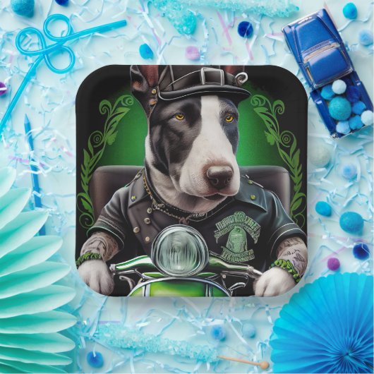 Bull Terrier Dog Fahrrad St. Patrick's Day Pappteller (Party)