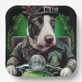 Bull Terrier Dog Fahrrad St. Patrick's Day Pappteller (Vorderseite)
