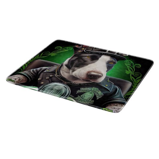 Bull Terrier Dog Fahrrad St. Patrick's Day Schneidebrett (Ecke)