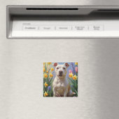 Bull Terrier Dog Frühlingsblumen Malerei Magnet (In Situ (Geschirrspüler))