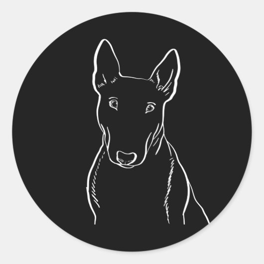 Bull Terrier Dog Gift Line Art Runder Aufkleber (Vorderseite)