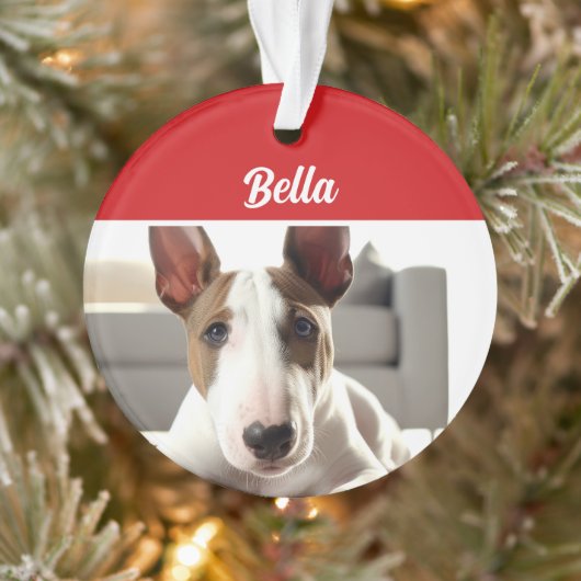Bull Terrier Dog Holiday Foto Weihnachten Ornament (Baum)