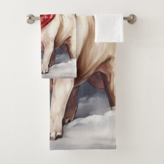 Bull Terrier Dog im Schnee Weihnachten Badhandtuch Set (Insitu)