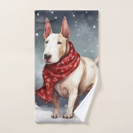 Bull Terrier Dog im Schnee Weihnachten Badhandtuch Set (Handtuch)