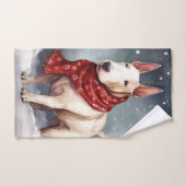 Bull Terrier Dog im Schnee Weihnachten Badhandtuch Set (Handtuch)