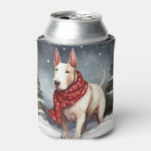 Bull Terrier Dog im Schnee Weihnachten Dosenkühler (Kanne Vorderseite)