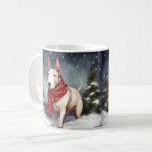 Bull Terrier Dog im Schnee Weihnachten Kaffeetasse (Vorderseite Links)