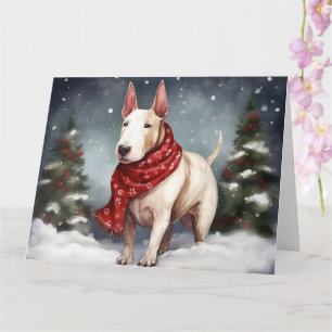 Bull Terrier Dog im Schnee Weihnachten Karte