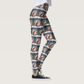 Bull Terrier Dog im Schnee Weihnachten Leggings (Rechts)