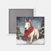 Bull Terrier Dog im Schnee Weihnachten Magnet (Vorderseite/Rückseite)