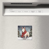 Bull Terrier Dog im Schnee Weihnachten Magnet (In Situ (Geschirrspüler))