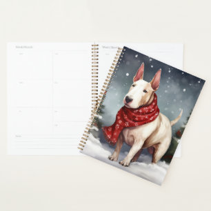 Bull Terrier Dog im Schnee Weihnachten Planer