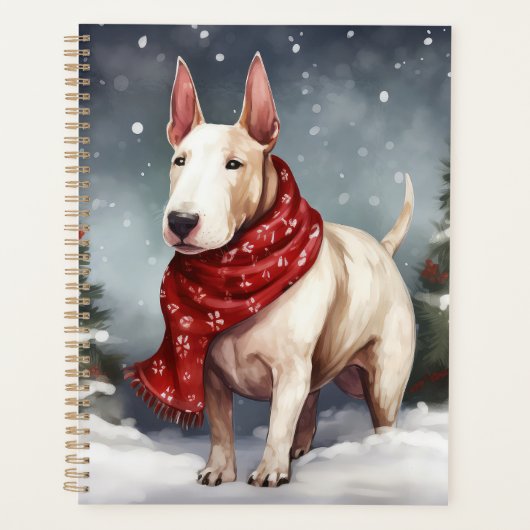 Bull Terrier Dog im Schnee Weihnachten Planer (Vorderseite)