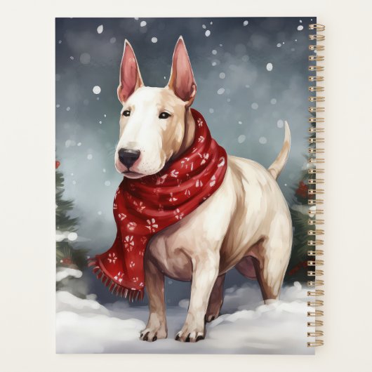Bull Terrier Dog im Schnee Weihnachten Planer (Rückseite)