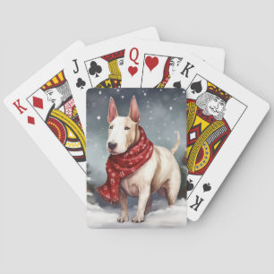 Bull Terrier Dog im Schnee Weihnachten Spielkarten