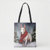 Bull Terrier Dog im Schnee Weihnachten Tasche (Vorderseite)