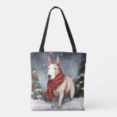 Bull Terrier Dog im Schnee Weihnachten Tasche (Rückseite)