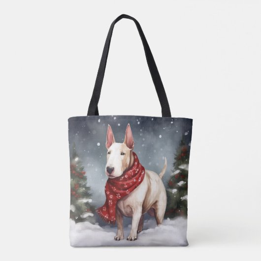 Bull Terrier Dog im Schnee Weihnachten Tasche (Rückseite)