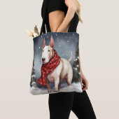 Bull Terrier Dog im Schnee Weihnachten Tasche (Von Nahem)