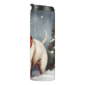 Bull Terrier Dog im Schnee Weihnachten Thermosbecher (Nach rechts gedreht)