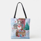 Bull Terrier Dog im Schnee Weihnachtshundehaus Tasche (Rückseite)