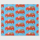 Bull Terrier Dog in Christmas Delivery Truck Geschenkpapier (Flach)