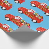 Bull Terrier Dog in Christmas Delivery Truck Geschenkpapier (Ecke)