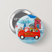 Bull Terrier Dog in Christmas Delivery Truck Schne Button (Vorne & Hinten)
