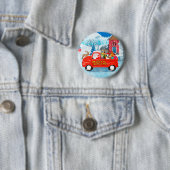 Bull Terrier Dog in Christmas Delivery Truck Schne Button (Beispiel)