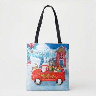 Bull Terrier Dog in Christmas Delivery Truck Schne Tasche