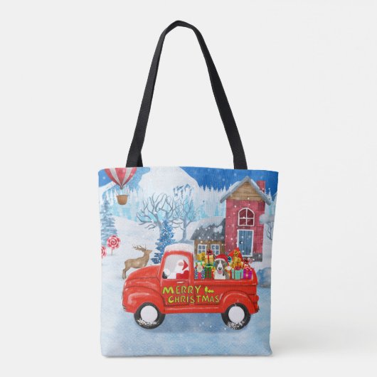 Bull Terrier Dog in Christmas Delivery Truck Schne Tasche (Rückseite)