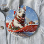 Bull Terrier Dog in Sledge Let it Schnee Weihnacht Button (Beispiel)