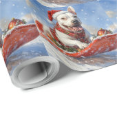 Bull Terrier Dog in Sledge Let it Schnee Weihnacht Geschenkpapier (Rolleneckpunkt)