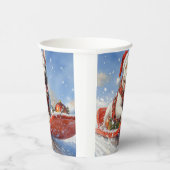 Bull Terrier Dog in Sledge Let it Schnee Weihnacht Pappbecher (Rechts)