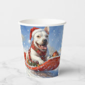Bull Terrier Dog in Sledge Let it Schnee Weihnacht Pappbecher (Vorderseite)