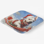 Bull Terrier Dog in Sledge Let it Schnee Weihnacht Pappteller (Gewinkelt)