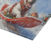 Bull Terrier Dog in Sledge Let it Schnee Weihnacht Schneidebrett (Ecke)
